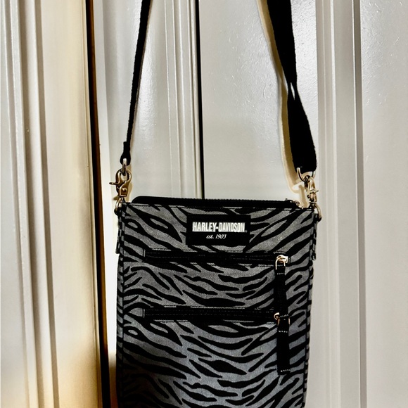 Harley-Davidson Black and Gray Zebra Crossbody Bag - Picture 1 of 4